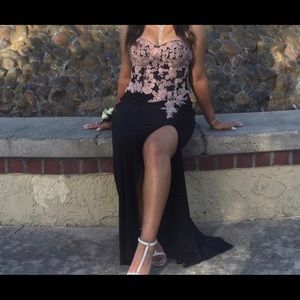 Pink and black floral dress